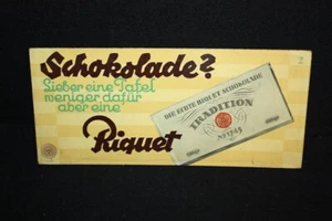Riquet Schokolade Hohlwein-Entwurf - Pappschild Eisenbahnwerbung - D um 1940/50 - Bild 1 von 2