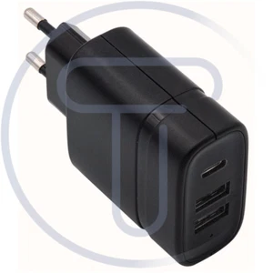 USB 5V 3A Netzteil mit 2 USB 2.0 Typ A Buchsen und 1 USB 3.1 Typ C Buchse - Bild 1 von 1