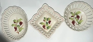 Set Of 3 Andrea By Sadek Bone China Trinket/Ring Coin Dish Oval Round Square NEW - Picture 1 of 6