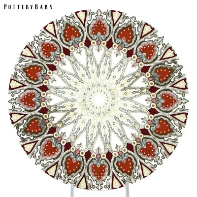 Pottery Barn PAISLEY - MARROM 8,75" prato de salada meados do século impressão têxtil em perfeito estado - Imagem 1 de 4