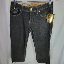 NWT Apple Bottoms Denim Jeans Women's/Junior's Size 7/8 Black Cropped Embroidery