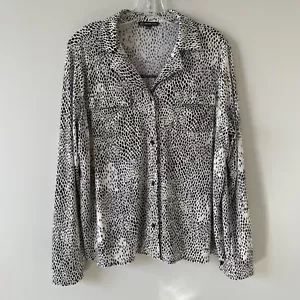 Adrianna Papell Bluse Damen Large Button Down Shirt gepunktet Animal Print Top - Bild 1 von 7