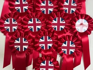 UNION JACK EINSTUFIGE ROSETTEN Könige Krönung Veranstaltungen Shows - Bild 1 von 1