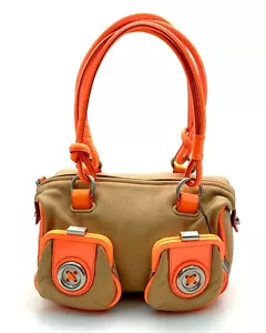 MIMCO MINI METAL BUTTON ZIP TOP BAG IN CAMEL NEON ORANGE BNWT RRP$399 - Picture 1 of 6