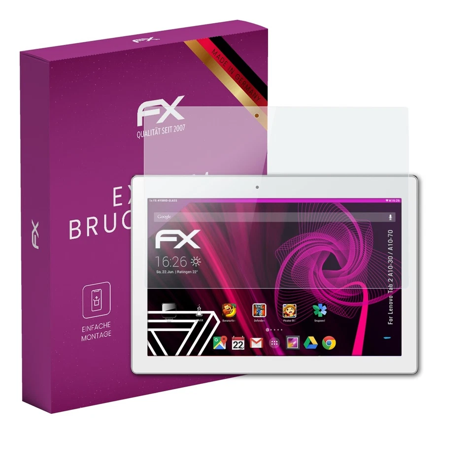 atFoliX Glasfolie für Lenovo Tab 2 A10-30 / A10-70 Displayfolie 9H Schutzpanzer - Bild 1 von 4