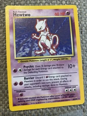 Shadowless Mewtwo 10/102 Holo Foil Base Set Pokemon Card 1999 - Image 1 of 4