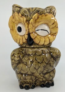 Vintage 70s HTF Atlantic Mold Ceramic Winking Owl Cookie Jar - Picture 1 of 9