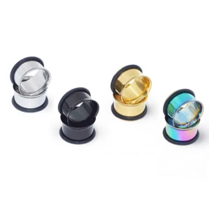 PAIR Mix Style Surgical Steel Screw & Flared Tunnels Ear Gauge Plugs Piercing - Picture 1 of 16