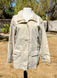 Petite Small Outdoor Tan/Beige Pacific Trail Hiking Rain Wind Jacket Coat EUC - Picture 1 of 7