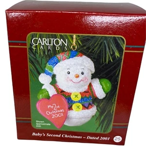 2nd Christmas Baby's Annual Piece Snowman Frosty 25 Carlton Cards Ornament 2001 - Picture 1 of 5