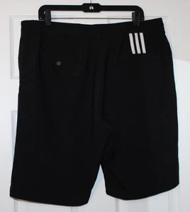 Adidas Climalite Mens Size 38 Flat Front 3 STRIPE Golf Shorts Black - Picture 1 of 3