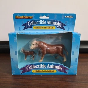 Toro Hereford Ertl Farm Country Polled con animales de granja coleccionables de terneros nuevo en caja 1995 - Imagen 1 de 5