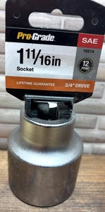 1-11/16" Pro-Grade Socket, 3/4" Drive, 12 Point, CR-V, 16214, Free US Ship - Picture 1 of 6