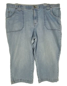 Lee Blue Capri Jeans 16 W Comfort Waistband Stretch Cotton Comfort Pants Women's - Picture 1 of 8
