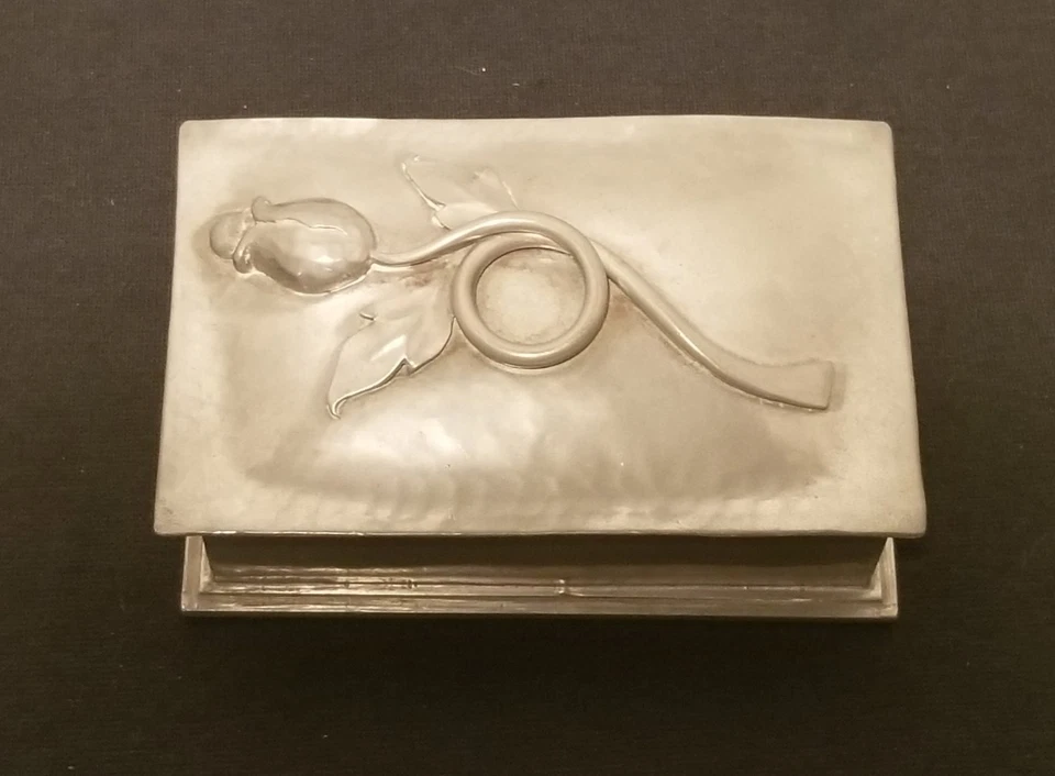Vintage Serge Nekrassoff Pewter Metal And Wood Trinket Box Arts And Crafts~1950s - Image 1 of 4