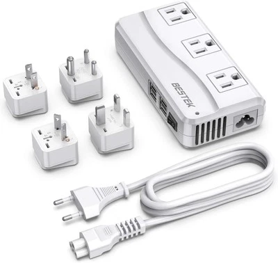 BESTEK Universal Travel Adapter 100-220V to 110V Voltage 01 EU Plug White  - Image 1 of 4
