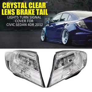 Crystal Clear Lens Brake Tail Lights Turn Signal Cover For Civic Sedan 4DR 2013B - Picture 1 of 14
