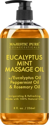 MAJESTIC PURE Eucalyptus Mint Massage Oil - Invigorating, Refreshing, and Relaxi