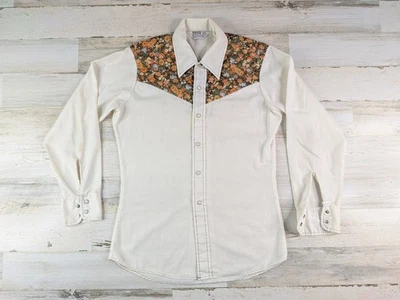 Vintage 70s 80s Montgomery Ward Shirt Boys 20 Pearl Snap Floral Cowboy Costume - Image 1 of 4
