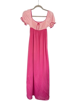 复古 Vassarette 粉色睡衣粉色缎面 60 年代美国适合 XS 或 XXS — 第 1/4 张图片