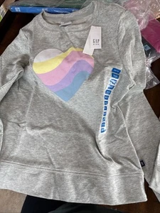 Gap NWT Girl's Size L (10/12) Terry Lined Long Sleeve Heart Pullover Sweatshirt - Picture 1 of 4