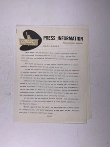 Matt Monro Press Release Original Biography Environ 1960s - Picture 1 of 12