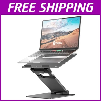 Ergonomic Sit-Stand Laptop Riser - Adjustable 10-17" Aluminum Stand for Comfort - Image 1 of 4