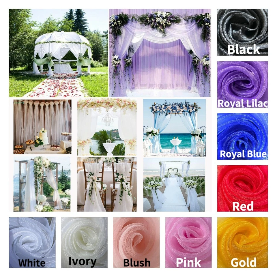 Sheer Organza Voile Fabric Curtain Drape Material – Wedding Decor – 145cm Wide - Image 1 of 1
