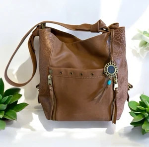 The SAK Collective Shoulder Bag Purse Leather Hobo Bucket Ojai Brown Embossed - Picture 1 of 17
