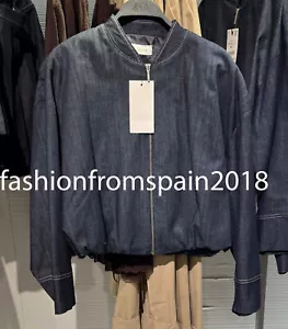 ZARA NEW WOMAN Z1975 BALLOON DENIM BOMBER JACKET BLUE XS-XL 2152/576/400 - Picture 1 of 3