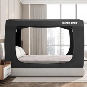 BORNA Bed Tent - Bed Canopy - Twin Size - Portable Sleeping Privacy Space -Black - Picture 1 of 11