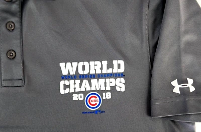 Under Armour Chicago Cubs Champions Polo Shirt Adult Medium Gray Short Sleeve  - Image 1 of 3