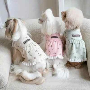 Embroidered Waffle Knit Pet Vest Dress for Small, Mini Breeds Dog and Cat Dress - Picture 1 of 10