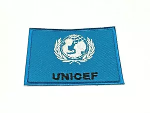Simbolo bandiera UNICEF toppe ricamate logo bambini badge taglia 2x3 pollici - Foto 1 di 2