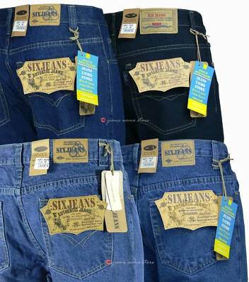 SIX JEANS Jeans uomo pantaloni cotone denim robusto pesante da lavoro TAGLIE FORTI 44 a 64