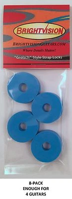 Eight BLUE Rubber Guitar Strap Locks - Grolsch Style - Classic and Reliable - Image 1 of 4