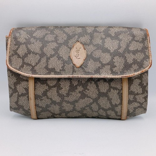 SAINT LAURENT (YSL) Borsa pochette SAINT LAURENT logo YSL pelle PVC colore marrone beige articoli moda