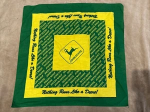 JOHN DEERE Logo Nothing Runs Like Handkerchief Bandana 19.5” X 20.5” - Picture 1 of 2