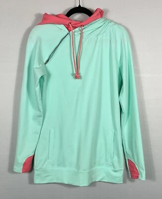 Ampersand Ave Sudadera con Capucha Mujer M Aqua Salmón Pullover Cremallera Agujeros para Pulgar Mangas Largas Foto 1 de 4
