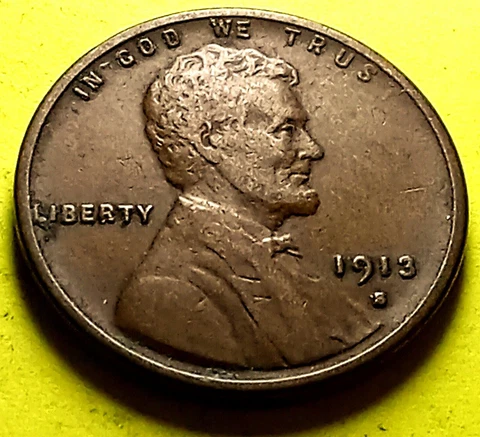 1913-S Lincoln Wheat Cent Penny 1c -FINE Cover