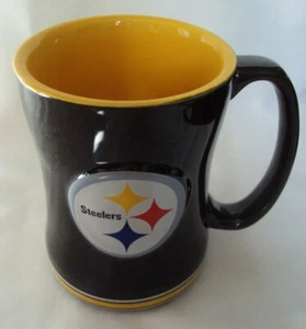  Pittsburgh Steelers NFL 14 oz. Sculpted Relief Mug Coffee Cup - BLACK  - Picture 1 of 4