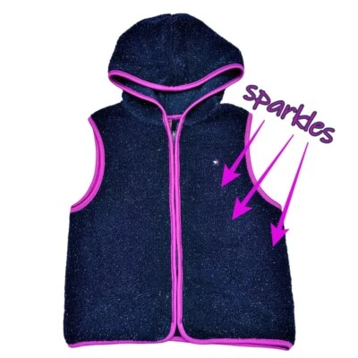 Tommy Hilfiger Chaleco de Vellón con Capucha Niñas Talla XL Azul Brilla Kidcore Exterior Y2K Foto 1 de 4