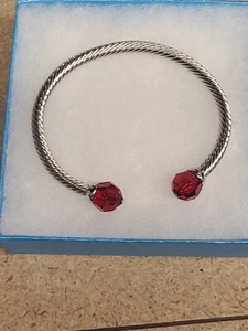 💎Touchstone Crystal Bracelet Cuff Red Rhodium 2 1/2” - Picture 1 of 3