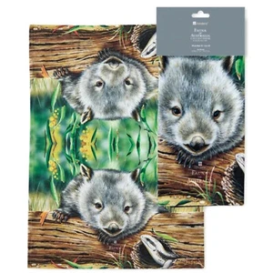Tea Towel Wombat & Lizard Kitchen Dish Linen Fauna Flora Of Australia Australian - Picture 1 of 3