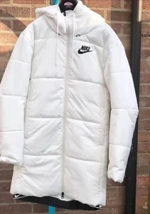 Nike Therma Fit Coat Jacket White Black Uk Womens Size Small Puffer Padded - Picture 1 of 4