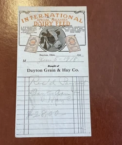 International Dairy Feed 1918 Dayton Ohio Briefkopf Bill Head orange Kuhmilch - Bild 1 von 4