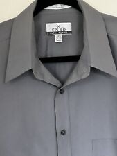 ENRO Men's Dress Shirt SZ 17.5  35-36 TALL Gray Poplin Long Sleeve NWOT