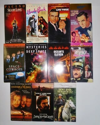 11 VHS lot James Bond 007 Space Cowboys Oceans 11 Sea of Love Unc Buck...FREEshi - Image 1 of 4