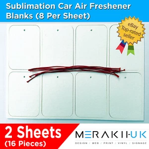 Sublimation Auto Lufterfrischer Rohlinge x2 Blatt personalisiert GÜNSTIGSTE BEI EBAY  - Bild 1 von 1