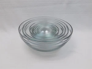 Set Of 9 Anchor Hocking Clear Glass Food Prep Graduated Nesting Bowls - Picture 1 of 12